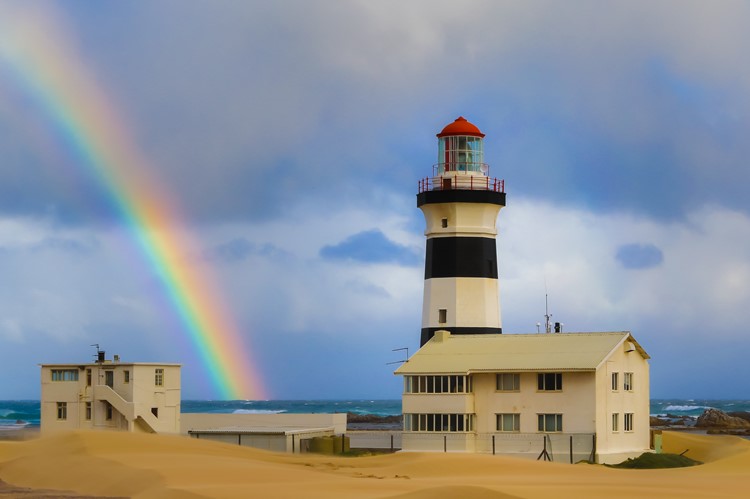 Cape Receife lighthouse  vlakbij Port Elizabeth, Zuid-Afrika